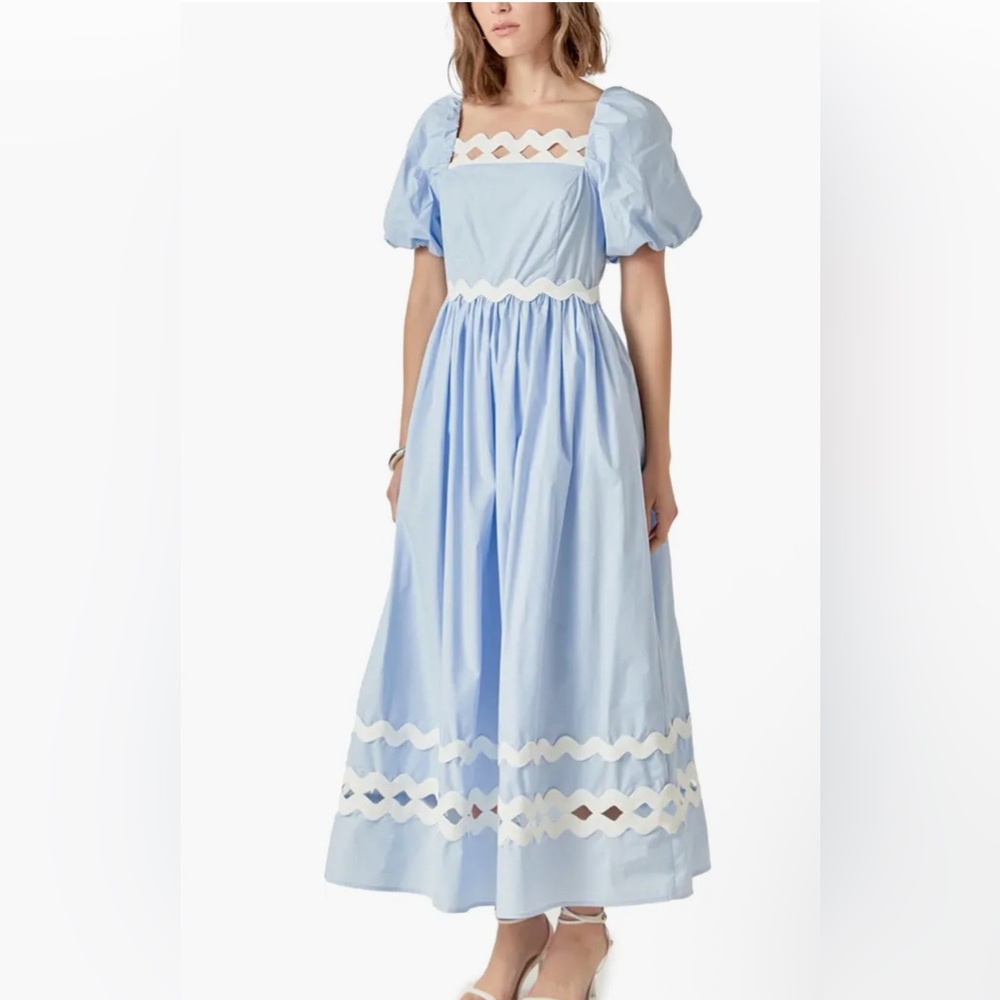 Anthropologie English Factory Scallop Pointed Midi Dress Sz L NWT’s